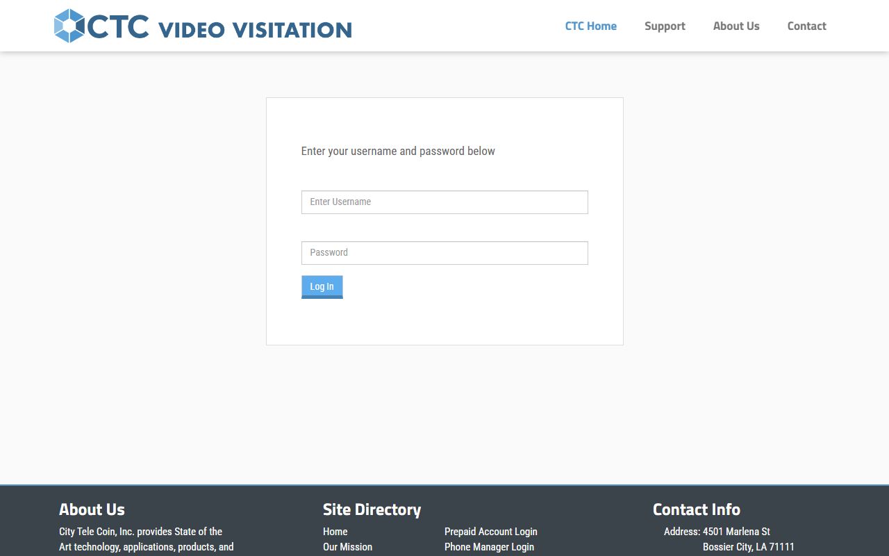 City Tele Coin Union County remote video visitation page
